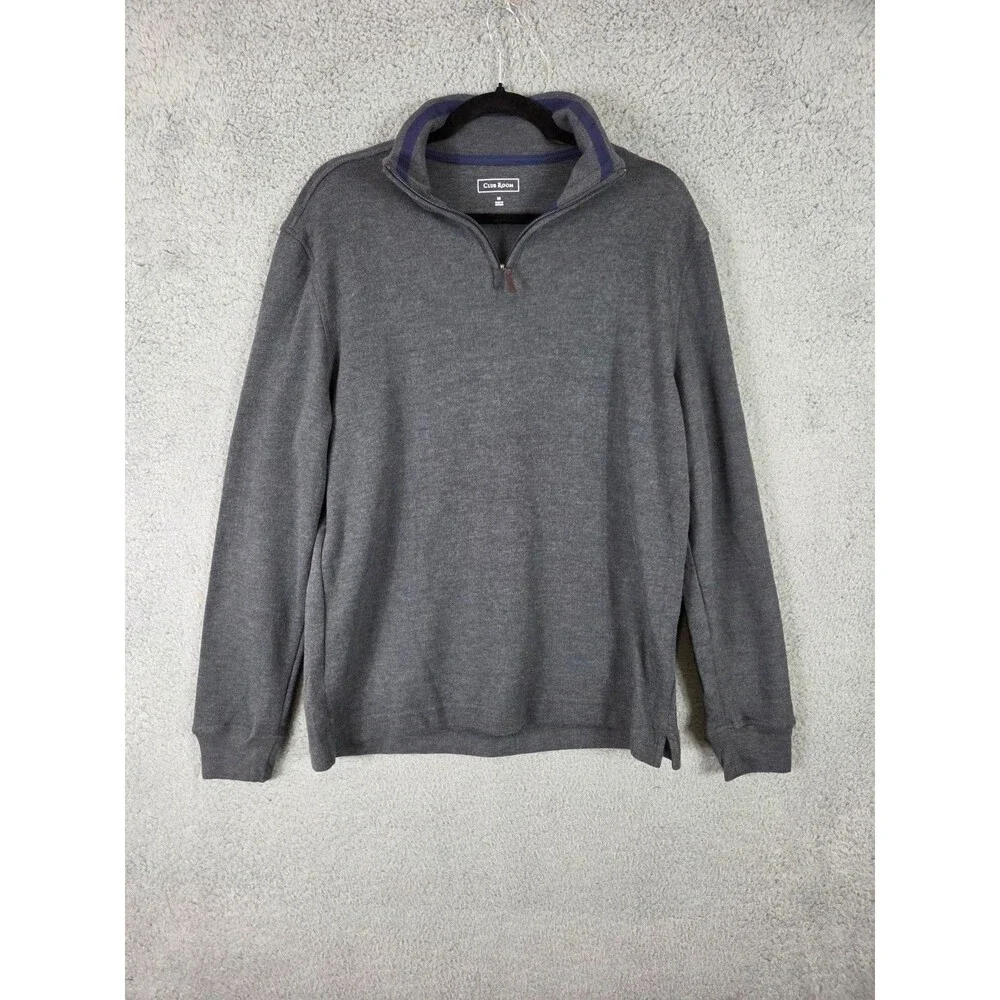 Club Room Sweater Mens XXL Charcoal Heather Gray Mock Neck 1/4 Zip Outerwear NWT